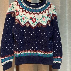 Floral Patterned Navy Sweater